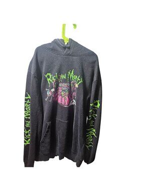 Rick And Morty Hoodie Cartoon Network Black Graphic Print Size M